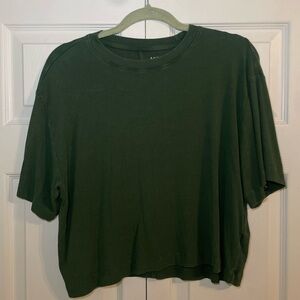 AE Soft & Sexy Boxy T-Shirt Green Ribbed Top Women’s Size S Relax Fit whimsigoth